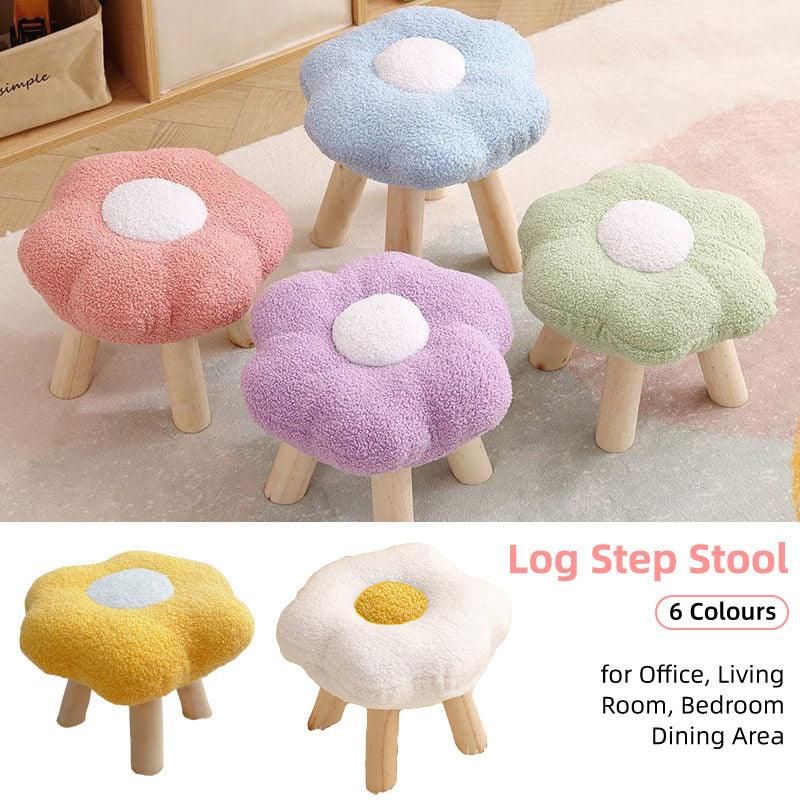 Small Flower Short Stool for Entryway or Living Room Shoe Bench or Footrest - Blue V528-STOOL-BLUE-179411