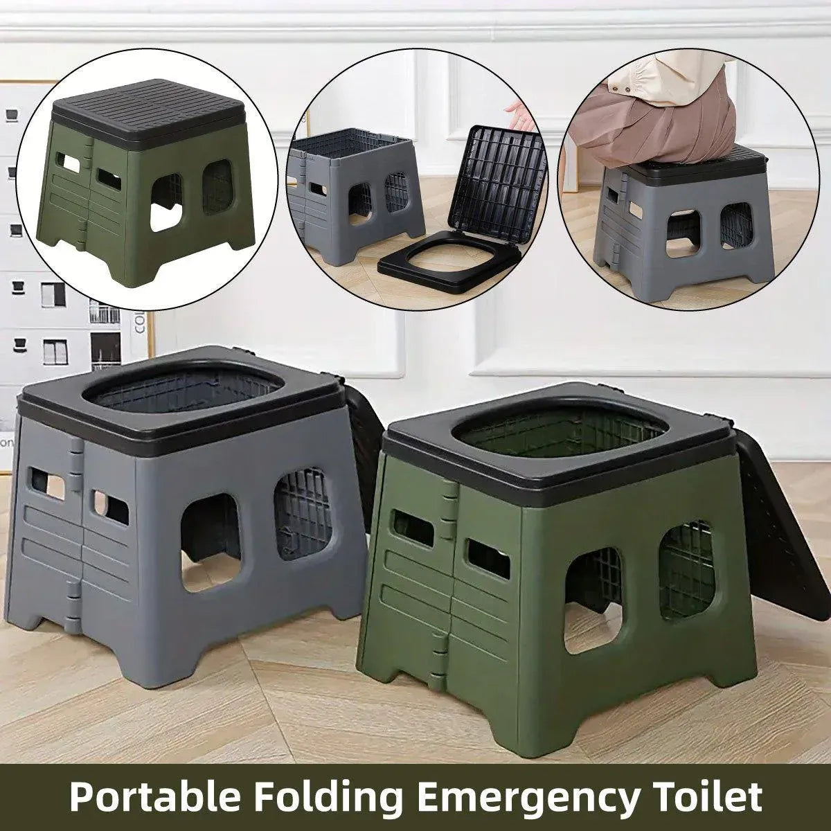 Outdoor Travel Toilet Portable Folding Stool Seat for Camping Hiking and Outdoor - Green V528-STOOL-GREEN-621117