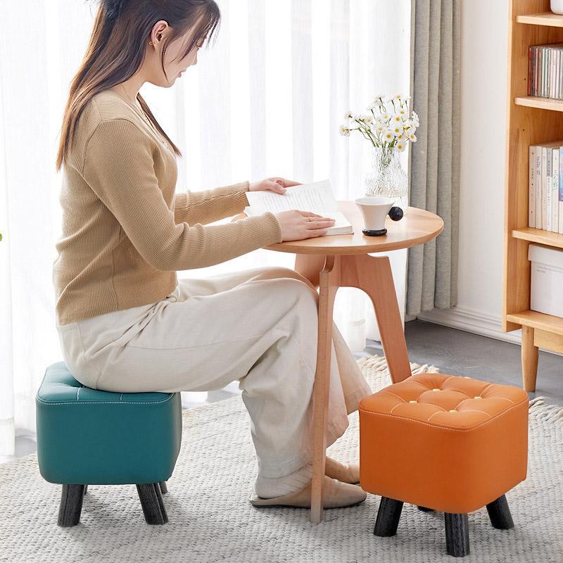Small Stool Household Sofa Stool Shoes Changing Low Seat for Bedroom and Living - Orange V528-STOOL-ORANGE-313181