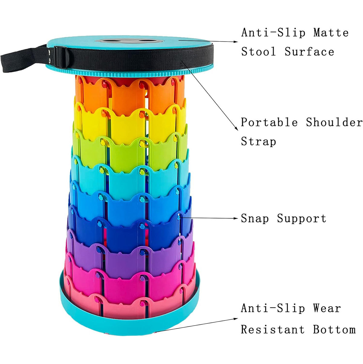 Rainbow Telescopic Folding Stool Thickened Travel Outdoor Seat for Camping - Blue V528-STOOL-RAINBOW-BLUE-375155