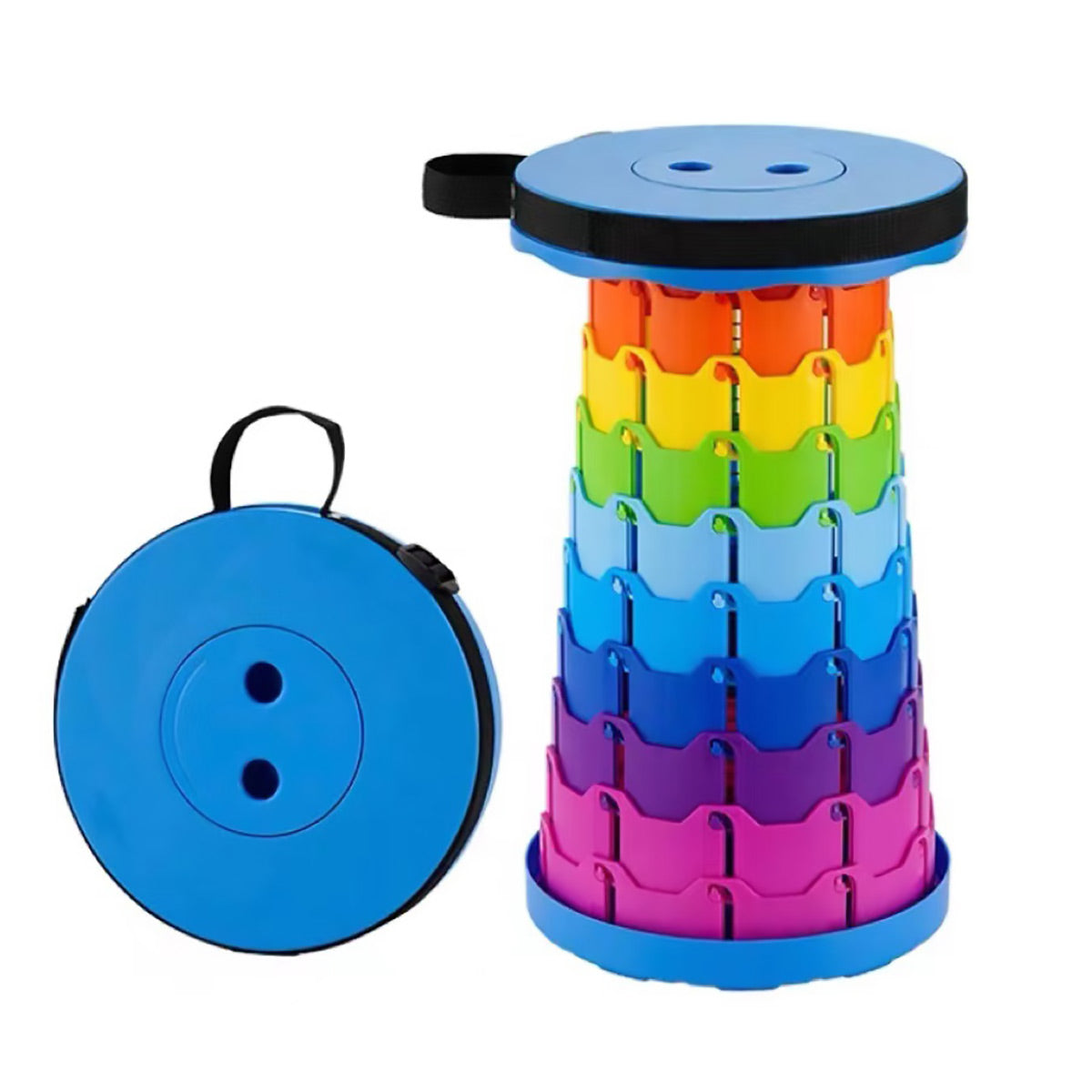 Rainbow Telescopic Folding Stool Thickened Travel Outdoor Seat for Camping - Blue V528-STOOL-RAINBOW-BLUE-375155