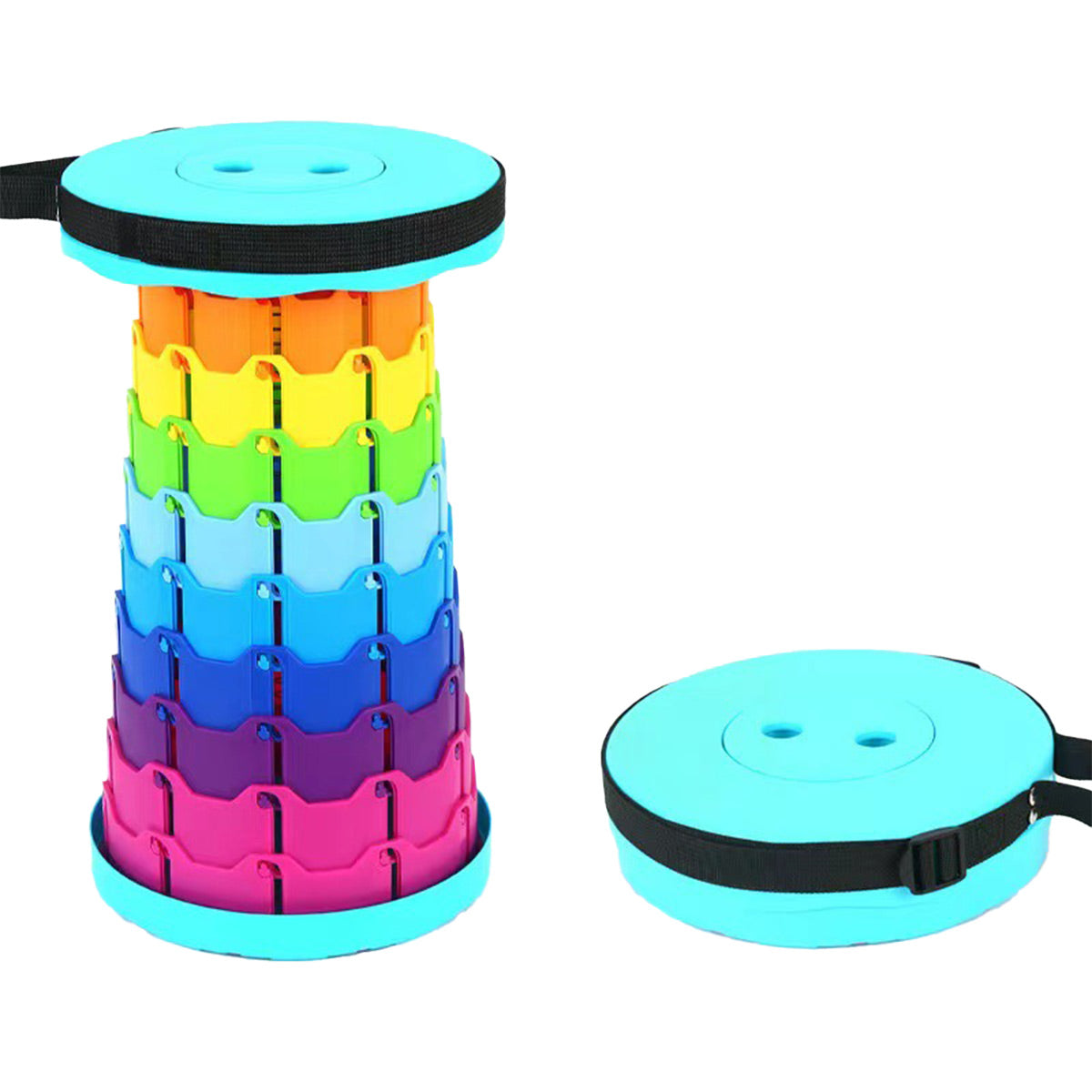 Rainbow Telescopic Folding Stool Thickened Travel Outdoor Seat for Camping - Blue V528-STOOL-RAINBOW-BLUE-375155