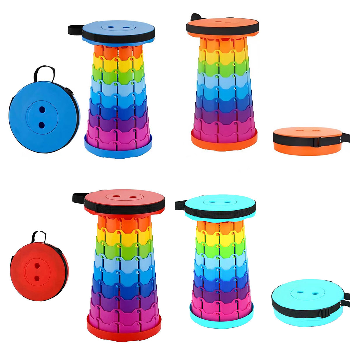 Rainbow Telescopic Folding Stool Thickened Travel Outdoor Seat for Camping - Orange V528-STOOL-RAINBOW-ORANGE-301447