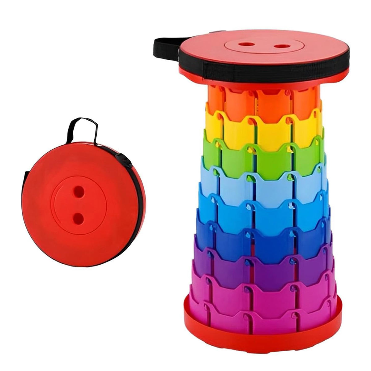 Rainbow Telescopic Folding Stool Thickened Travel Outdoor Seat for Camping - Red V528-STOOL-RAINBOW-RED-544167