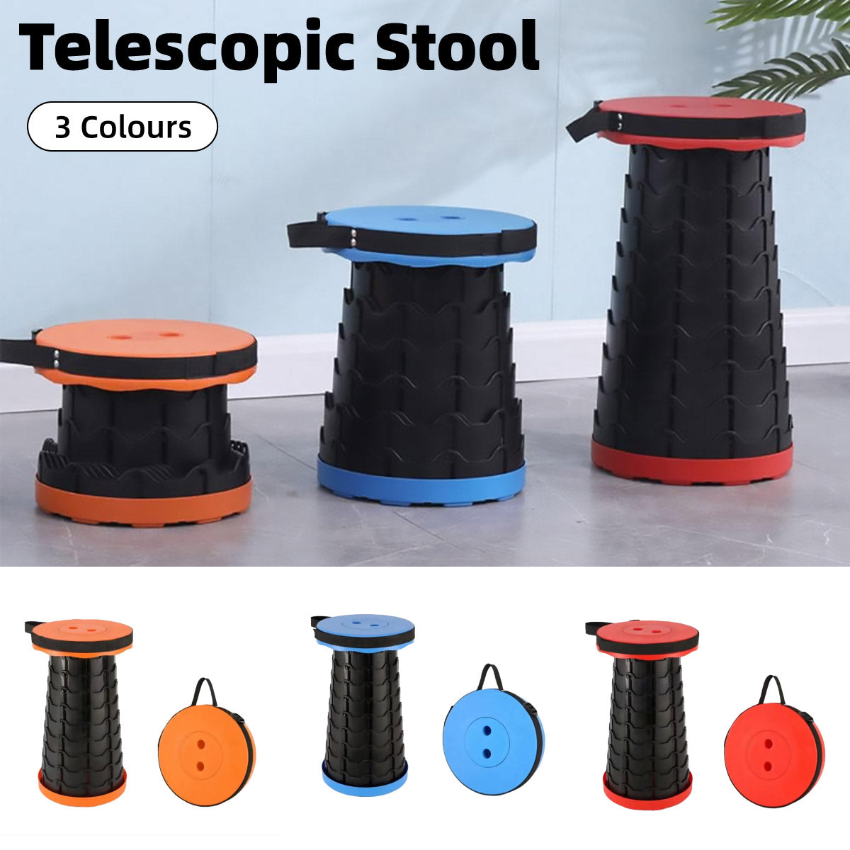 Portable Telescopic Folding Stool Travel Outdoor Seat Compact Retractable Chair - Red V528-STOOL-RED-698092