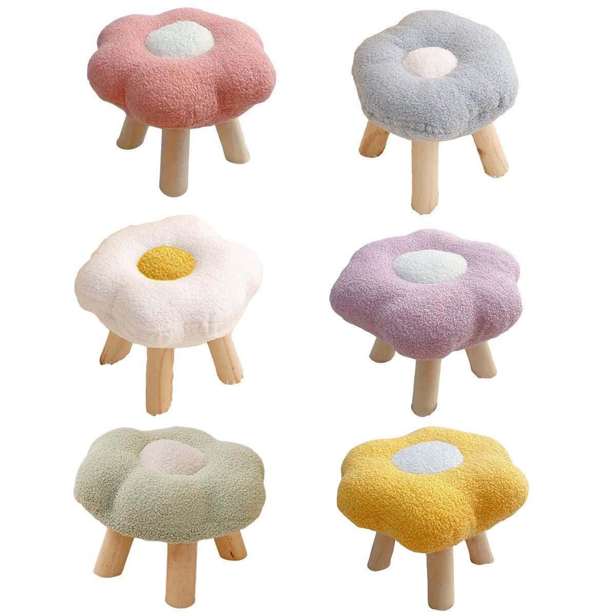 Small Flower Short Stool for Entryway or Living Room Shoe Bench or Footrest - White V528-STOOL-WHITE-275852