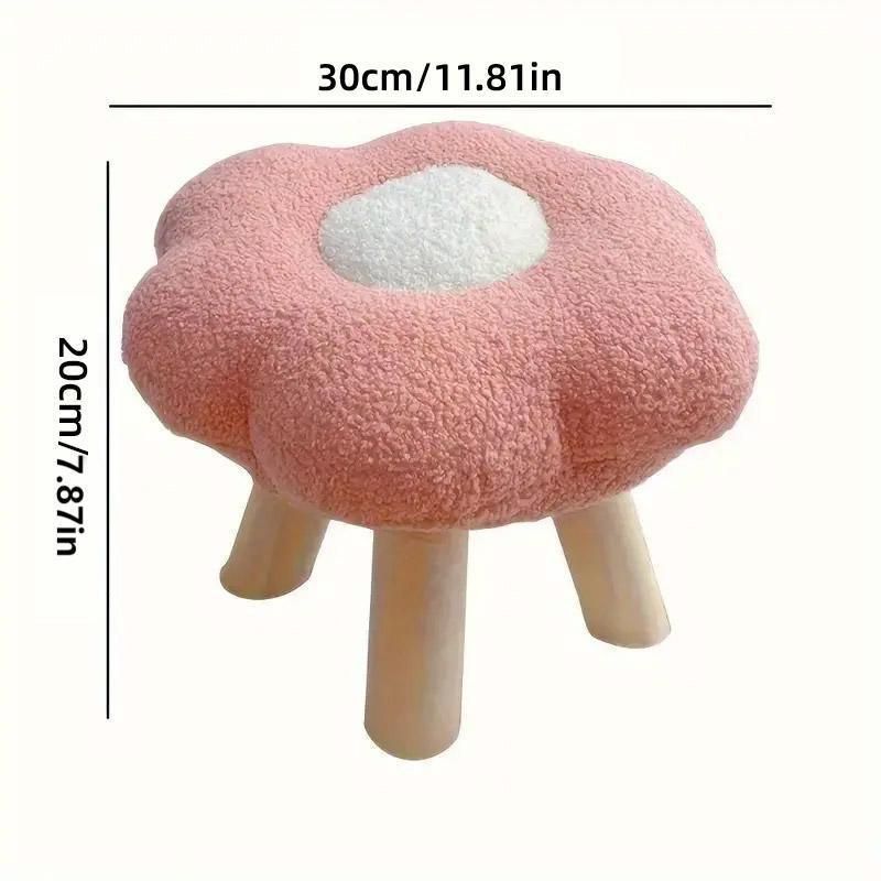 Small Flower Short Stool for Entryway or Living Room Shoe Bench or Footrest - White V528-STOOL-WHITE-275852