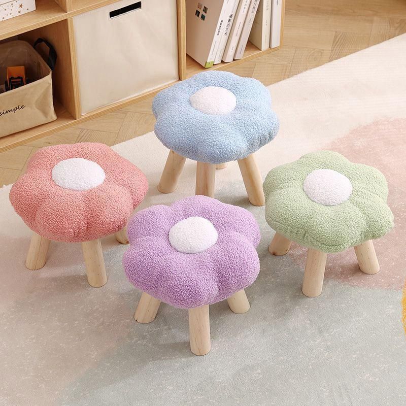 Small Flower Short Stool for Entryway or Living Room Shoe Bench or Footrest - White V528-STOOL-WHITE-275852