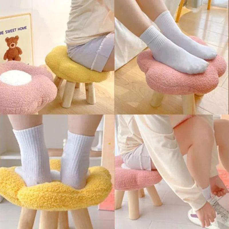 Small Flower Short Stool for Entryway or Living Room Shoe Bench or Footrest - White V528-STOOL-WHITE-275852