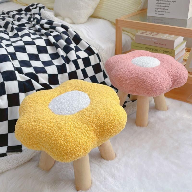 Small Flower Short Stool for Entryway or Living Room Shoe Bench or Footrest - White V528-STOOL-WHITE-275852