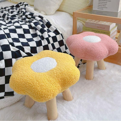 Small Flower Short Stool for Entryway or Living Room Shoe Bench or Footrest - White V528-STOOL-WHITE-275852