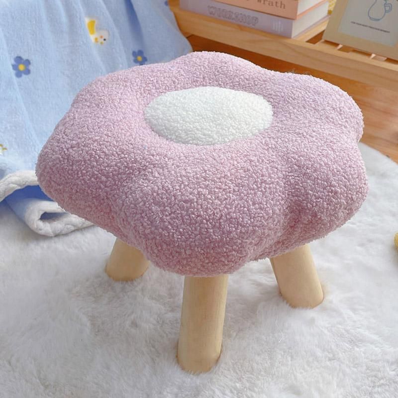 Small Flower Short Stool for Entryway or Living Room Shoe Bench or Footrest - White V528-STOOL-WHITE-275852