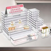 Transparent Plastic Drawer Organiser Set Multifunctional Desktop Storage Box - 13PCS V528-STORAGE-13PCS-363437