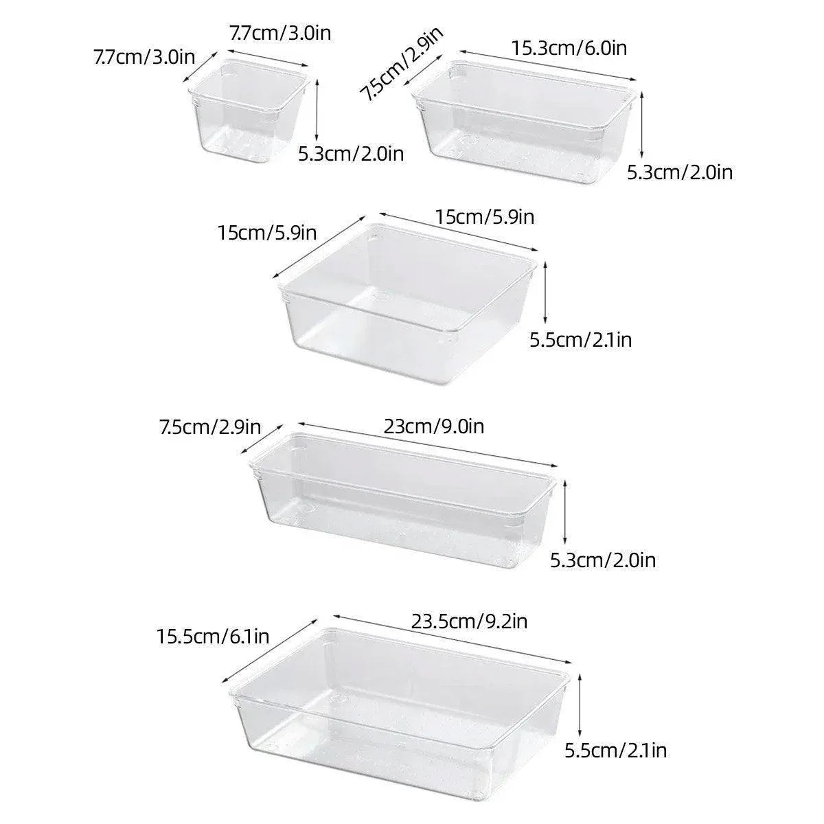 Transparent Plastic Drawer Organiser Set Multifunctional Desktop Storage Box - 13PCS V528-STORAGE-13PCS-363437