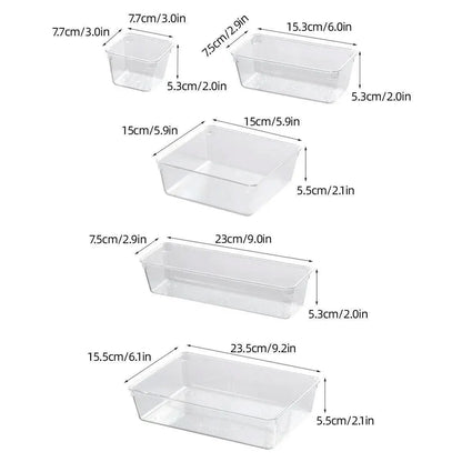 Transparent Plastic Drawer Organiser Set Multifunctional Desktop Storage Box - 13PCS V528-STORAGE-13PCS-363437