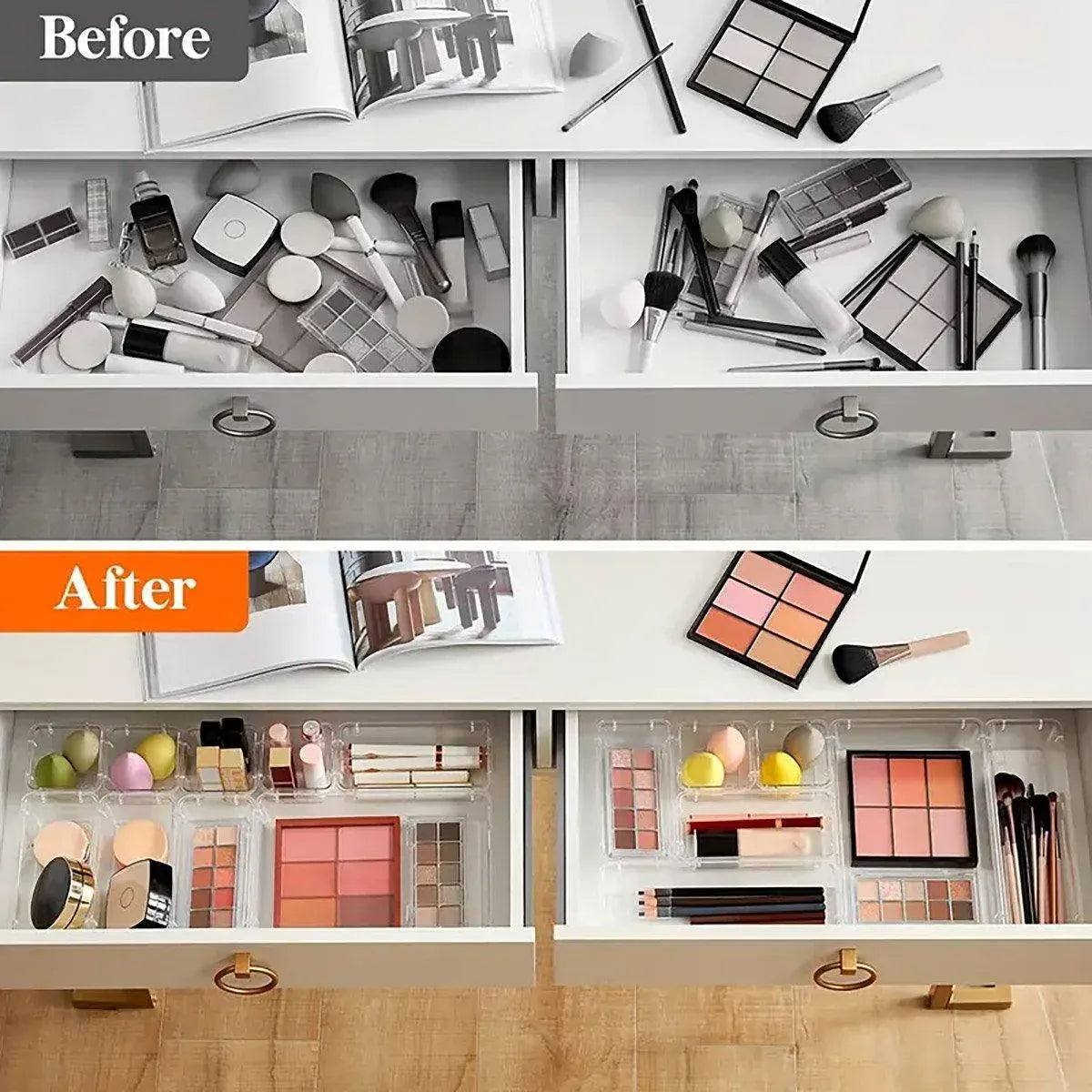 Transparent Plastic Drawer Organiser Set Multifunctional Desktop Storage Box - 13PCS V528-STORAGE-13PCS-363437