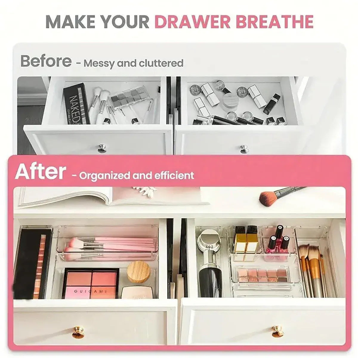 Transparent Plastic Drawer Organiser Set Multifunctional Desktop Storage Box - 13PCS V528-STORAGE-13PCS-363437