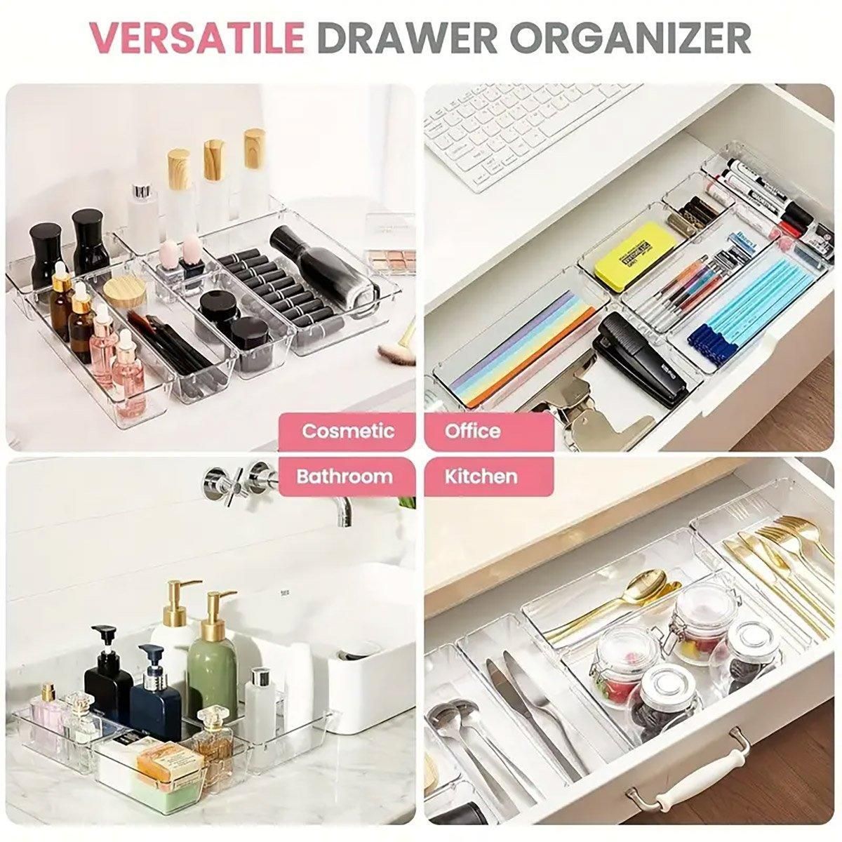 Transparent Plastic Drawer Organiser Set Multifunctional Desktop Storage Box - 13PCS V528-STORAGE-13PCS-363437