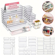 Transparent Plastic Drawer Organiser Set Multifunctional Desktop Storage Box - 13PCS V528-STORAGE-13PCS-363437