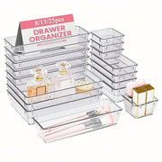 Transparent Plastic Drawer Organiser Set Multifunctional Desktop Storage Box - 13PCS V528-STORAGE-13PCS-363437