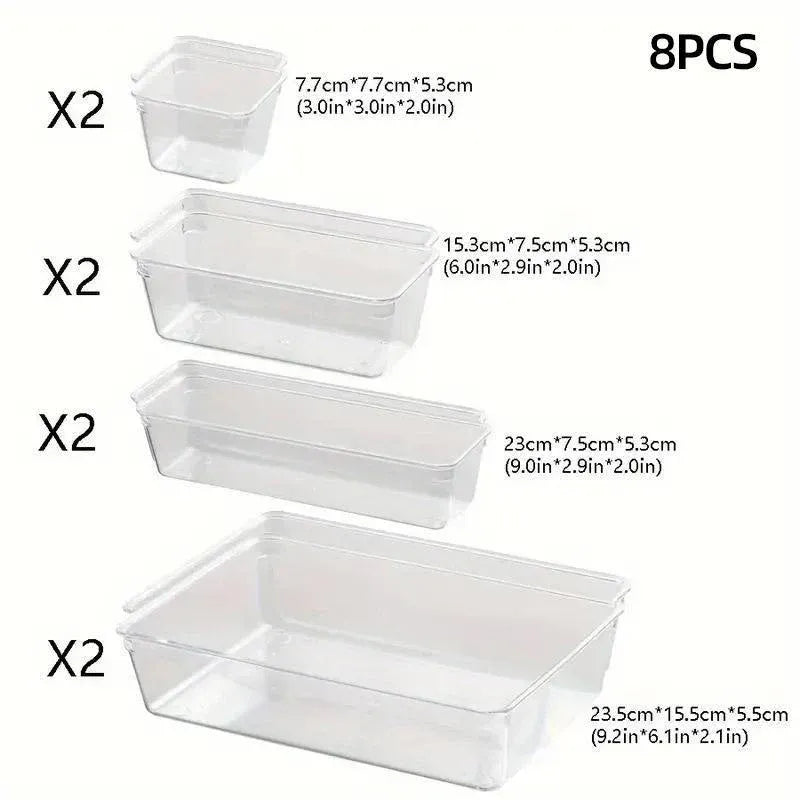 Transparent Plastic Drawer Organiser Set Multifunctional Desktop Storage Box - 13PCS V528-STORAGE-13PCS-363437