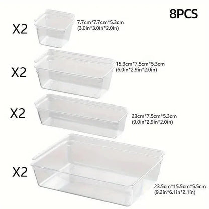 Transparent Plastic Drawer Organiser Set Multifunctional Desktop Storage Box - 13PCS V528-STORAGE-13PCS-363437