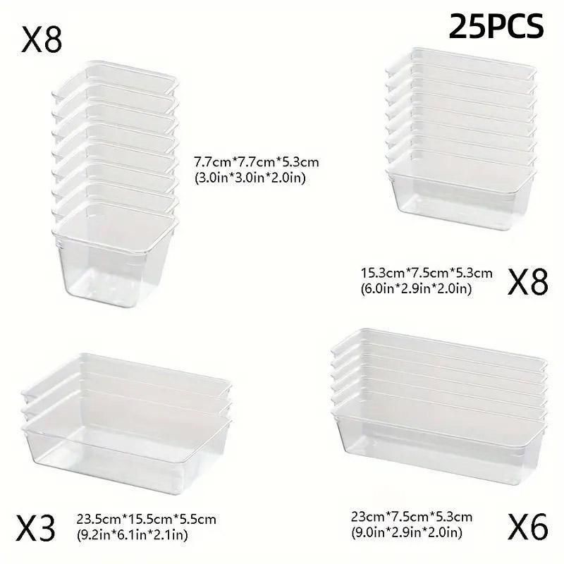 Transparent Plastic Drawer Organiser Set Multifunctional Desktop Storage Box - 13PCS V528-STORAGE-13PCS-363437
