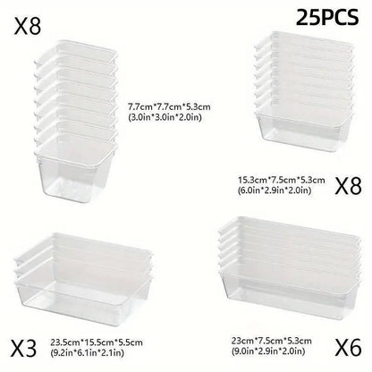 Transparent Plastic Drawer Organiser Set Multifunctional Desktop Storage Box - 13PCS V528-STORAGE-13PCS-363437