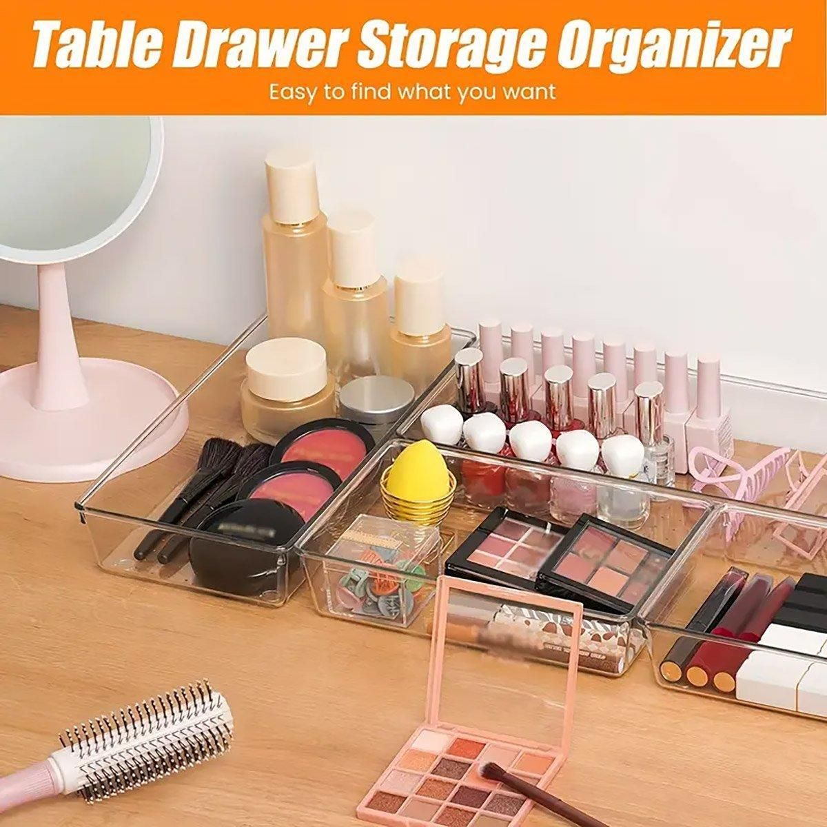Transparent Plastic Drawer Organiser Set Multifunctional Desktop Storage Box - 13PCS V528-STORAGE-13PCS-363437
