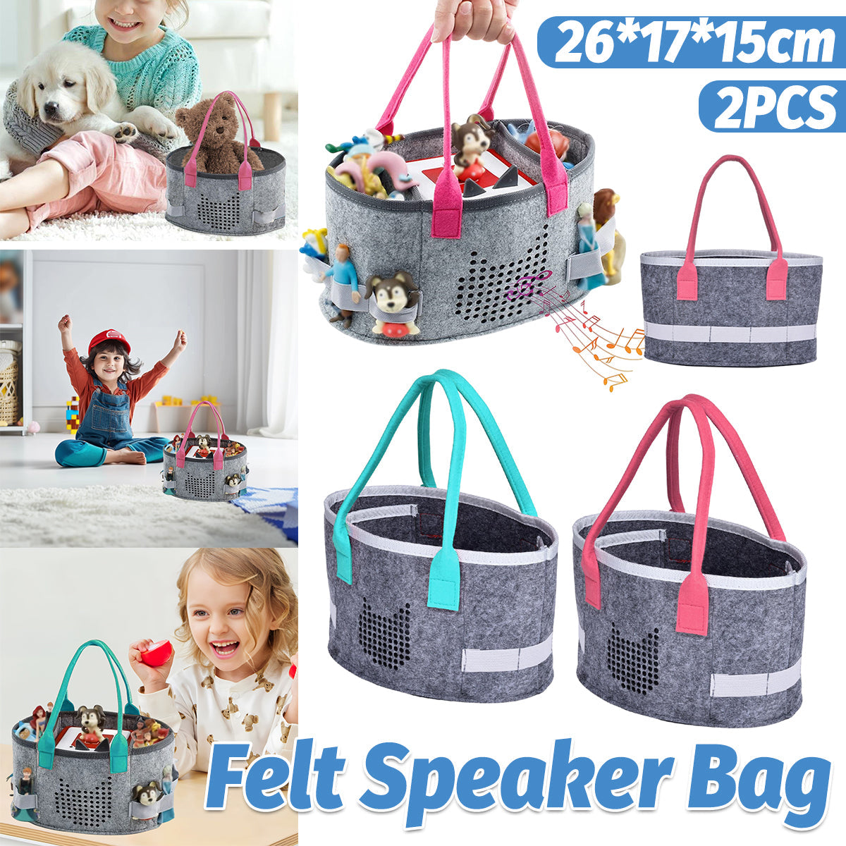 2pcs Doll Storage Organization Bag Felt Handbag Toy Organizer Storage V528-STORAGE-BAG-2PCS-244521