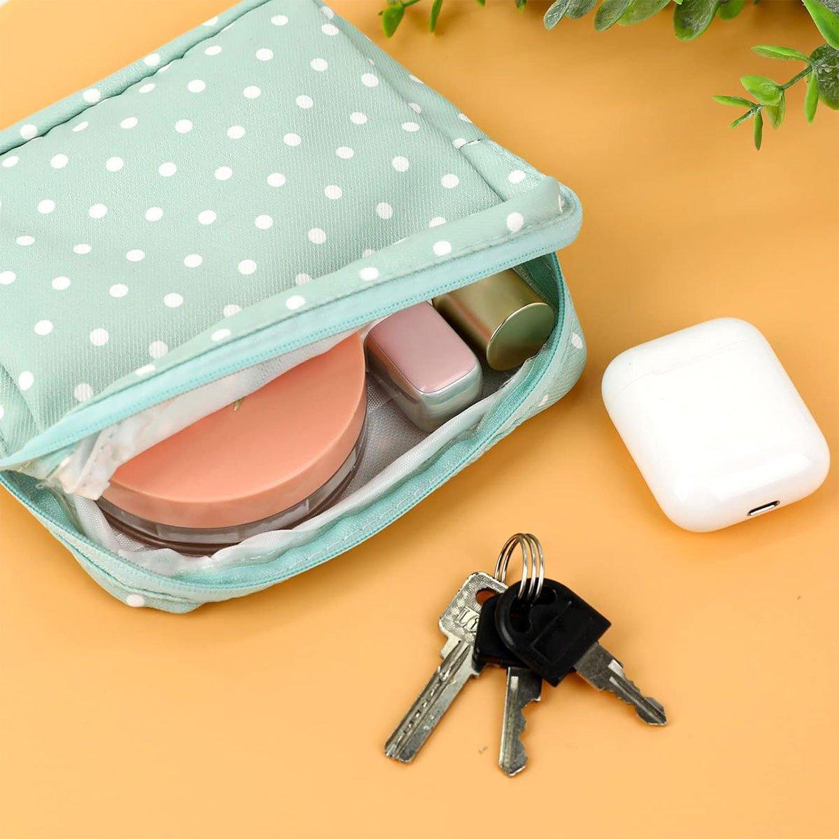 3PCS Cotton Sanitary Napkin Storage Bag Pink Leaves Cactus Dots Portable Pouch V528-STORAGE-BAG-3PCS-950944