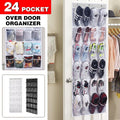 24 Pocket Shoe Organiser Bag Over Door Holder Hanging Shelf Storage Rack Hooks - White V528-STORAGE-BAG-WHITE-503908