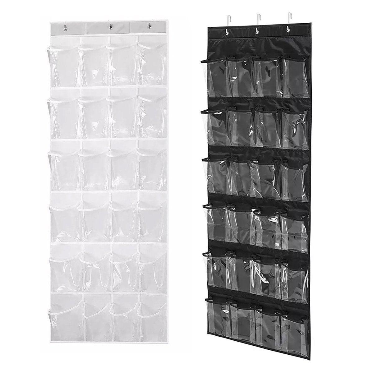 24 Pocket Shoe Organiser Bag Over Door Holder Hanging Shelf Storage Rack Hooks - White V528-STORAGE-BAG-WHITE-503908