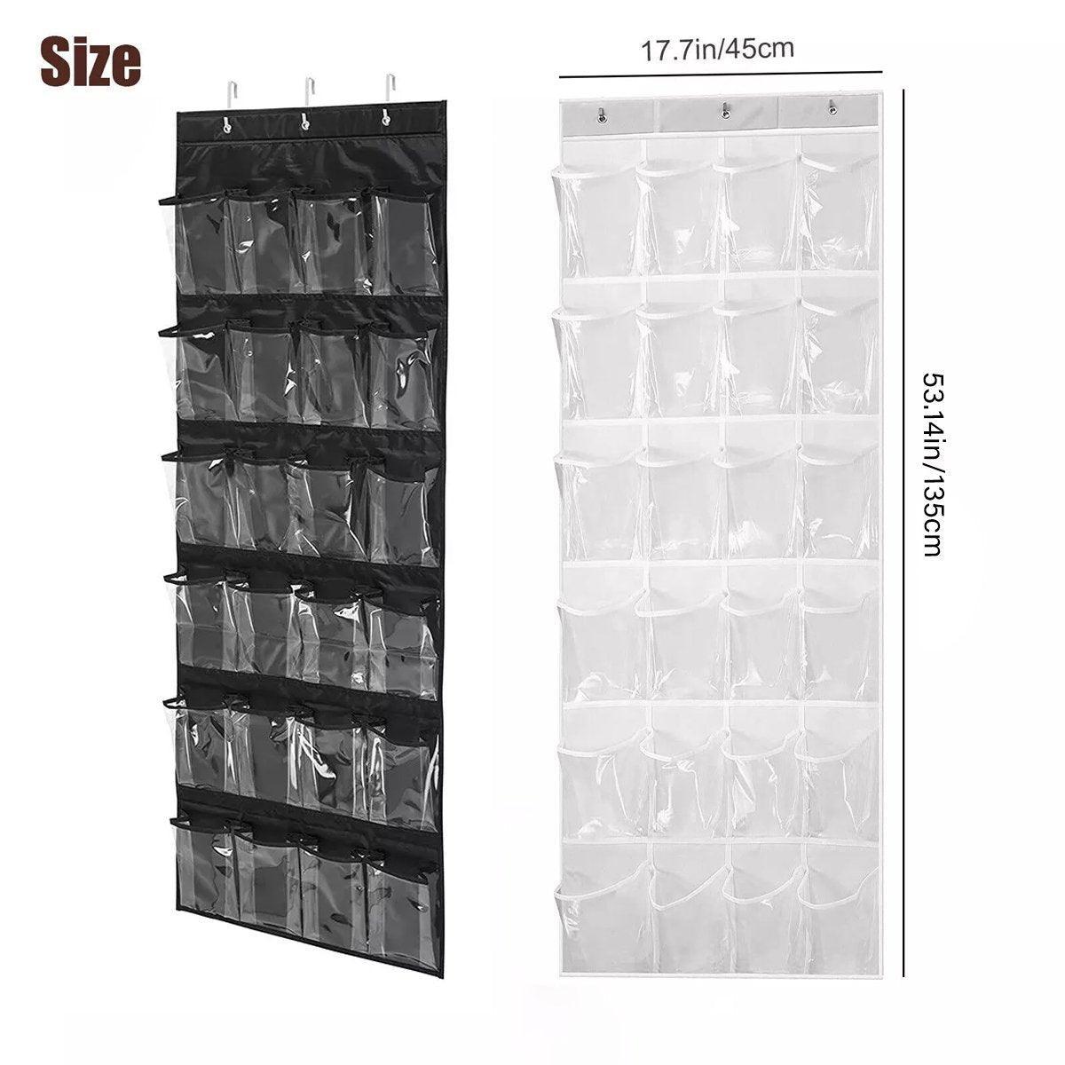 24 Pocket Shoe Organiser Bag Over Door Holder Hanging Shelf Storage Rack Hooks - White V528-STORAGE-BAG-WHITE-503908