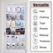 24 Pocket Shoe Organiser Bag Over Door Holder Hanging Shelf Storage Rack Hooks - White V528-STORAGE-BAG-WHITE-503908
