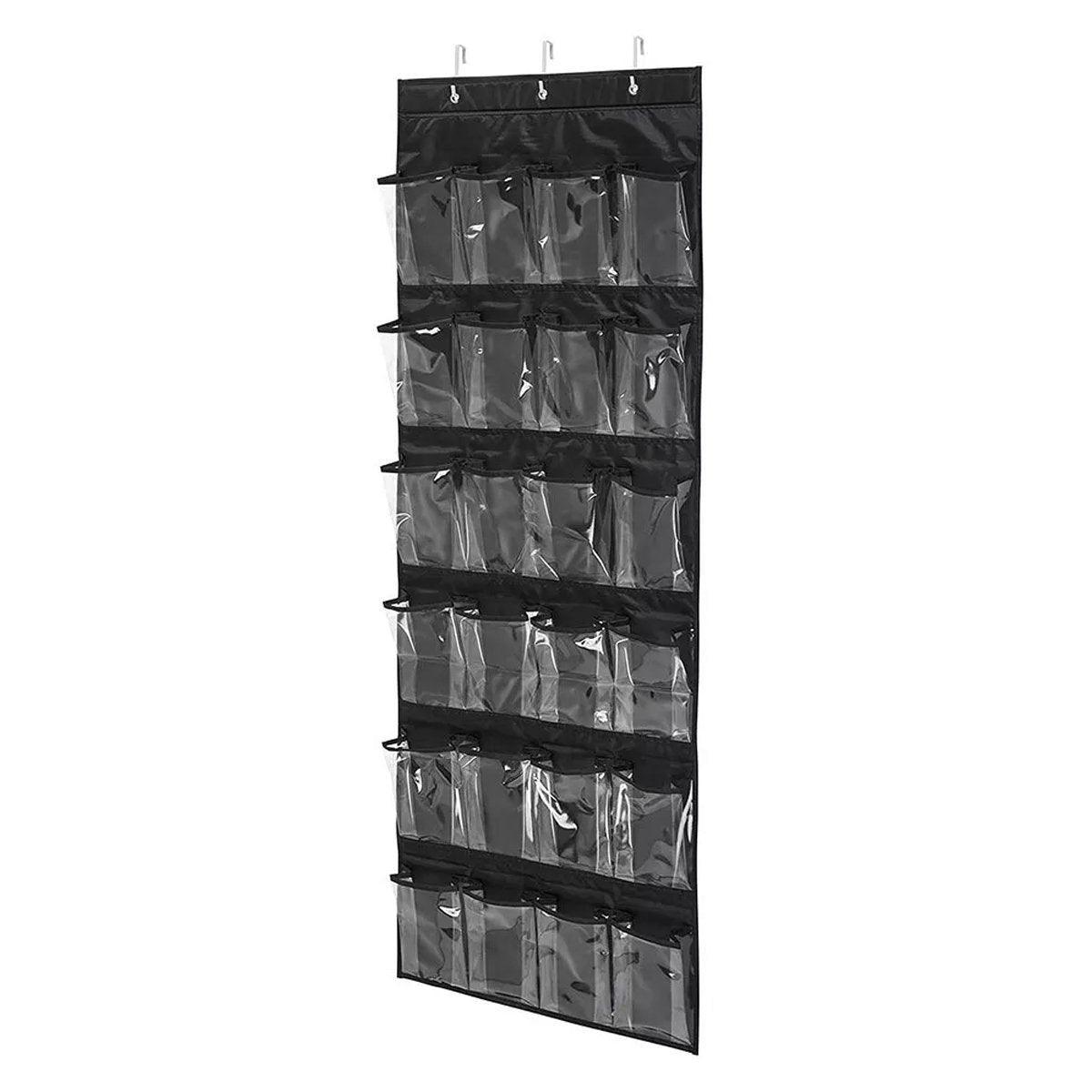 24 Pocket Shoe Organiser Bag Over Door Holder Hanging Shelf Storage Rack Hooks - White V528-STORAGE-BAG-WHITE-503908