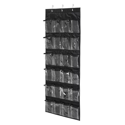 24 Pocket Shoe Organiser Bag Over Door Holder Hanging Shelf Storage Rack Hooks - White V528-STORAGE-BAG-WHITE-503908