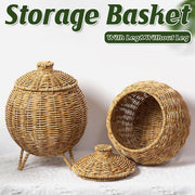 Hand Woven Storage Container with Lid Tabletop Basket Sundries Holder Organizer - Without Legs V528-STORAGE-BASKET-181-584251