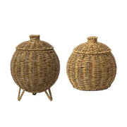 Hand Woven Storage Container with Lid Tabletop Basket Sundries Holder Organizer - Without Legs V528-STORAGE-BASKET-181-584251