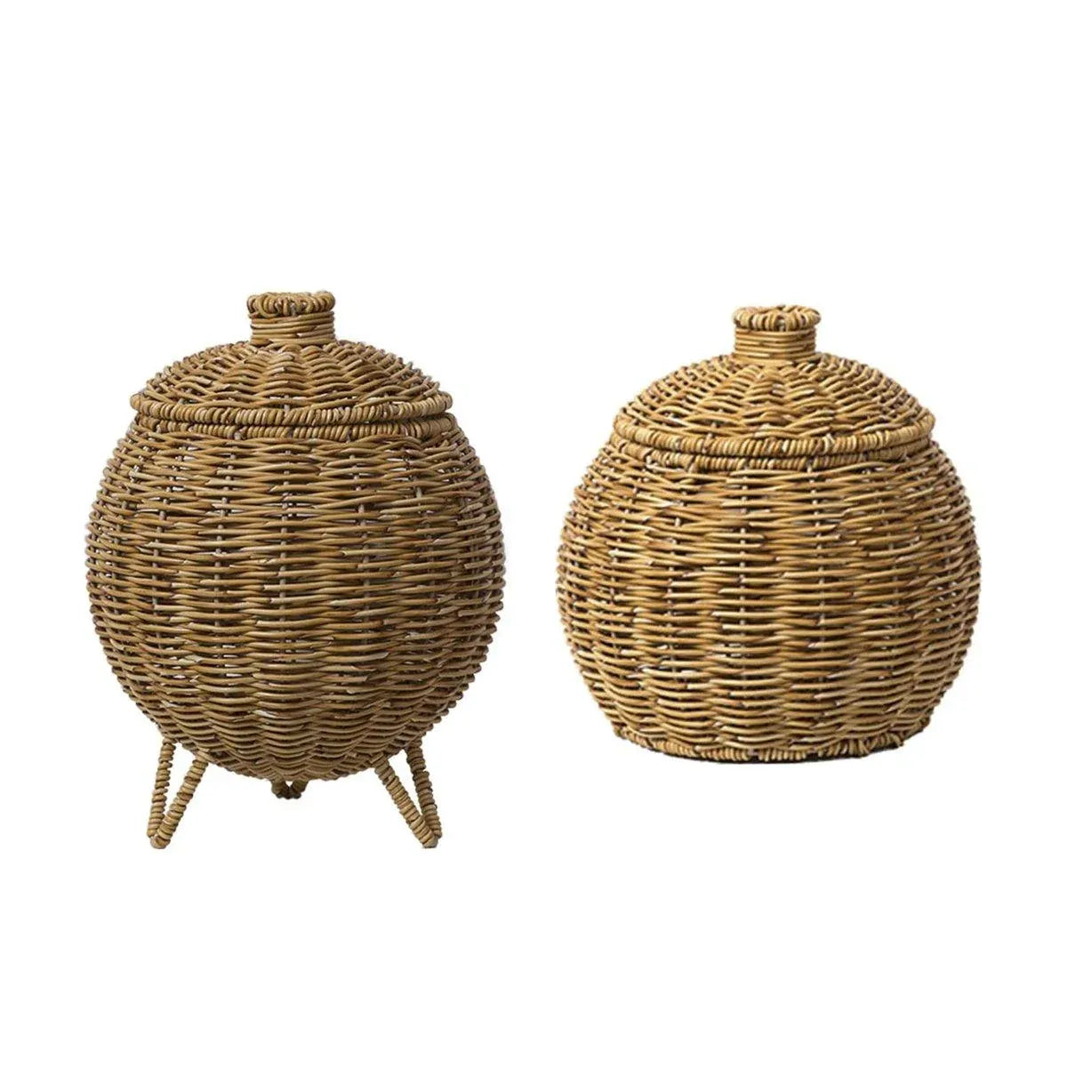Hand Woven Storage Container with Lid Tabletop Basket Sundries Holder Organizer - Without Legs V528-STORAGE-BASKET-181-584251