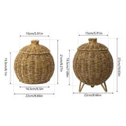 Hand Woven Storage Container with Lid Tabletop Basket Sundries Holder Organizer - Without Legs V528-STORAGE-BASKET-181-584251