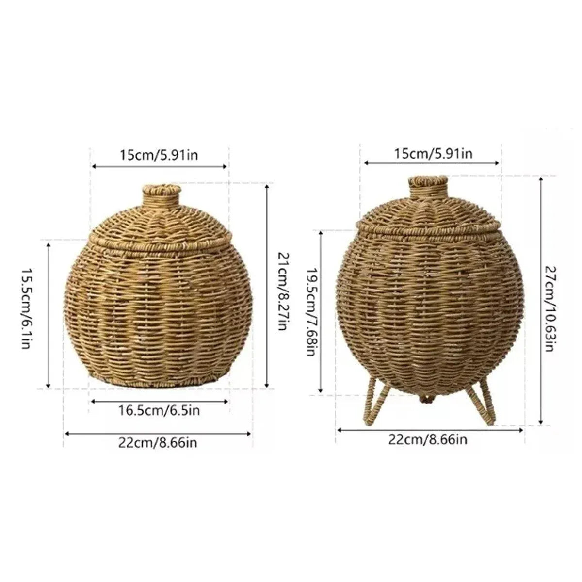 Hand Woven Storage Container with Lid Tabletop Basket Sundries Holder Organizer - Without Legs V528-STORAGE-BASKET-181-584251