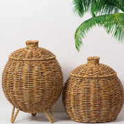 Hand Woven Storage Container with Lid Tabletop Basket Sundries Holder Organizer - Without Legs V528-STORAGE-BASKET-181-584251