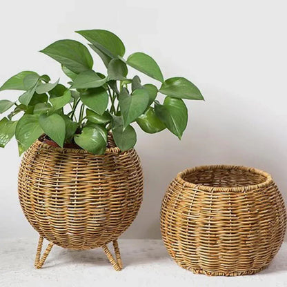 Hand Woven Storage Container with Lid Tabletop Basket Sundries Holder Organizer - Without Legs V528-STORAGE-BASKET-181-584251