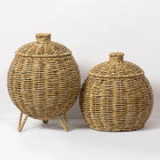 Hand Woven Storage Container with Lid Tabletop Basket Sundries Holder Organizer - Without Legs V528-STORAGE-BASKET-181-584251