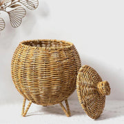 Hand Woven Storage Container with Lid Tabletop Basket Sundries Holder Organizer - Without Legs V528-STORAGE-BASKET-181-584251