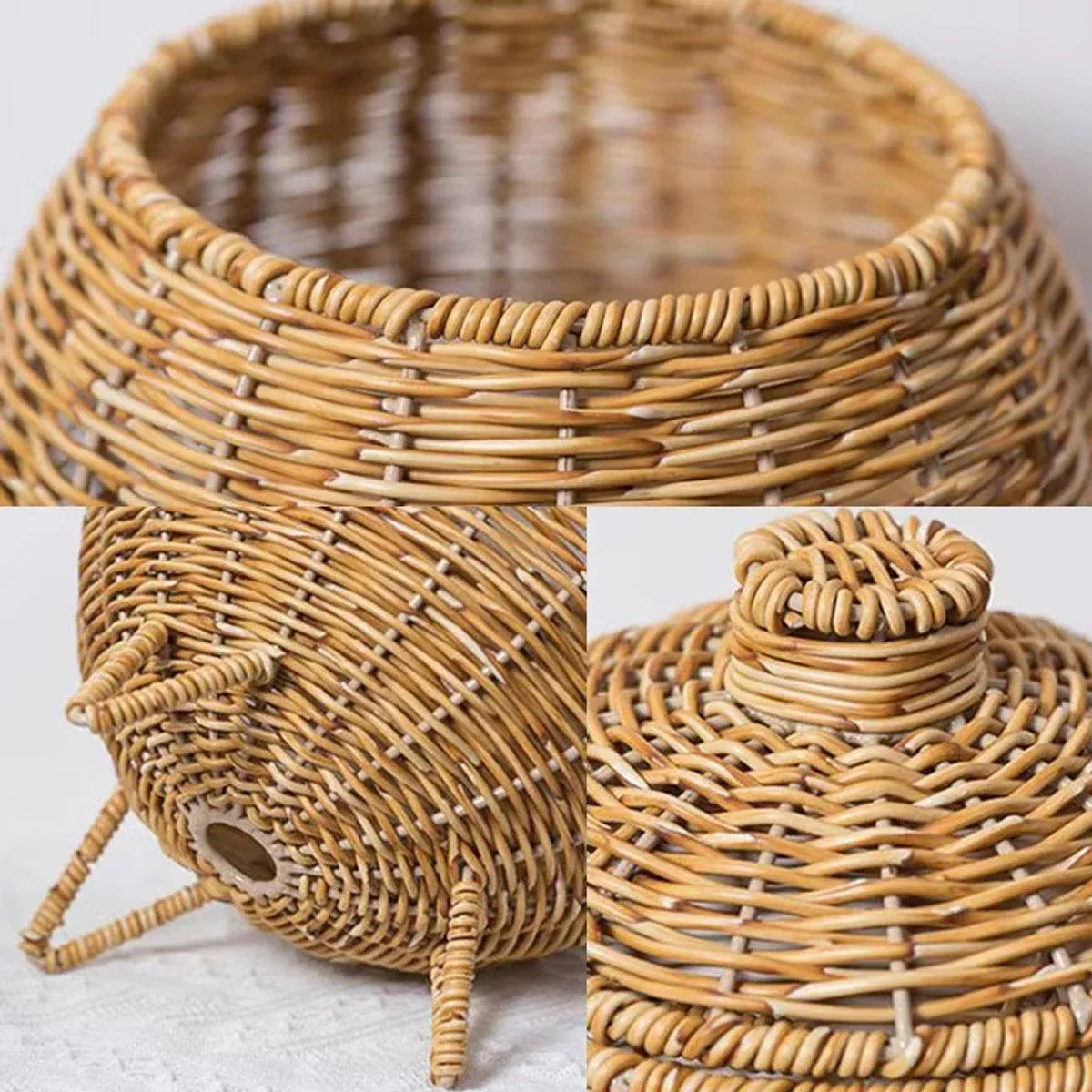 Hand Woven Storage Container with Lid Tabletop Basket Sundries Holder Organizer - Without Legs V528-STORAGE-BASKET-181-584251
