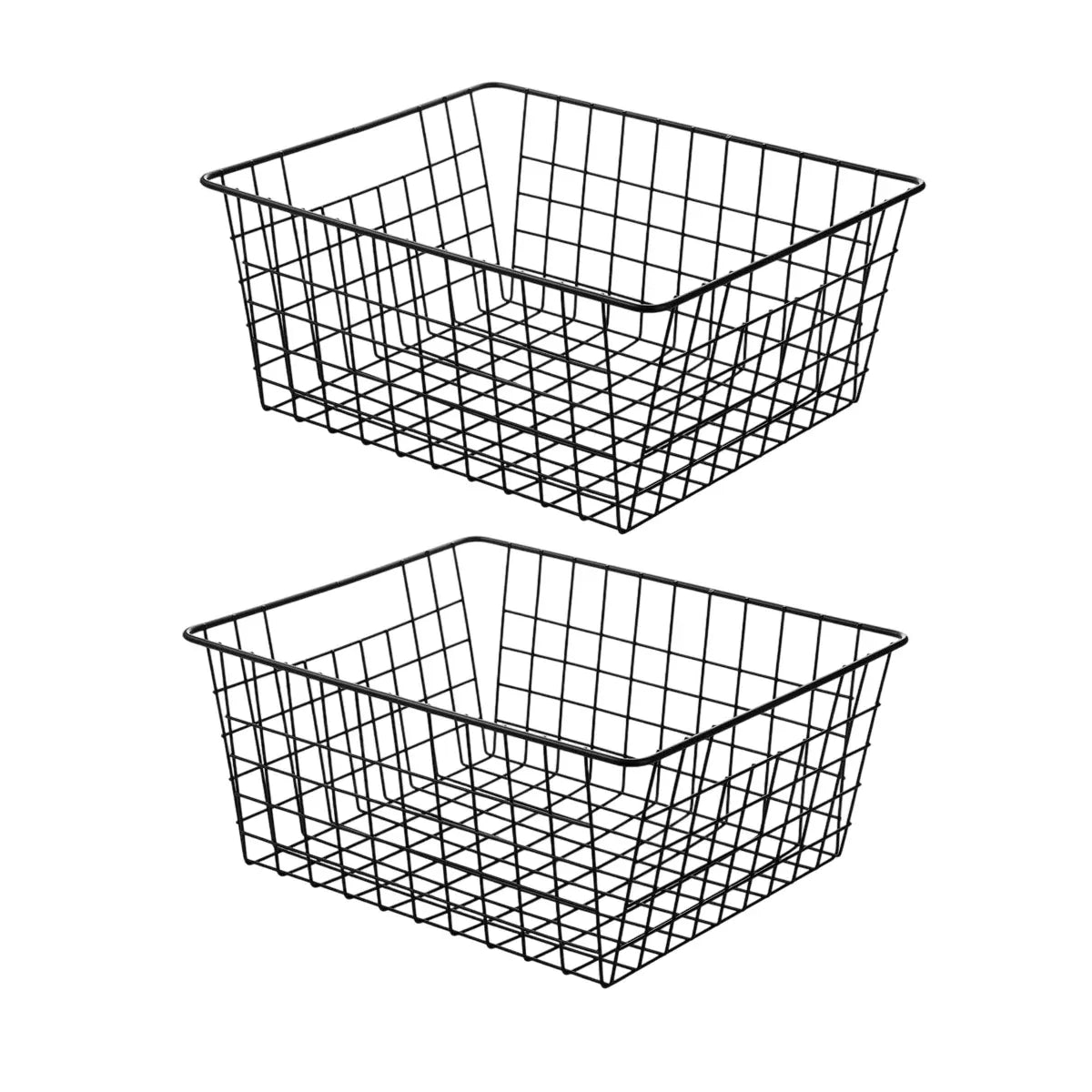 2pcs Wire Storage Basket Durable Metal Kitchen Cabinet Pantry Office Organiser V528-STORAGE-BASKET-2PCS-448265