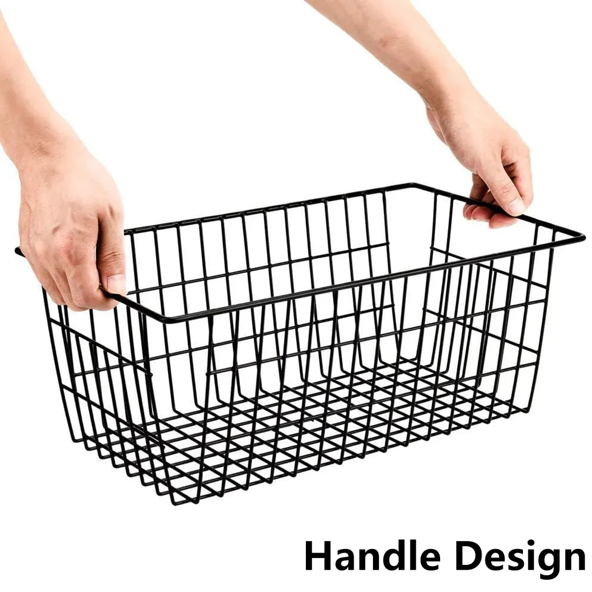 2pcs Wire Storage Basket Durable Metal Kitchen Cabinet Pantry Office Organiser V528-STORAGE-BASKET-2PCS-448265
