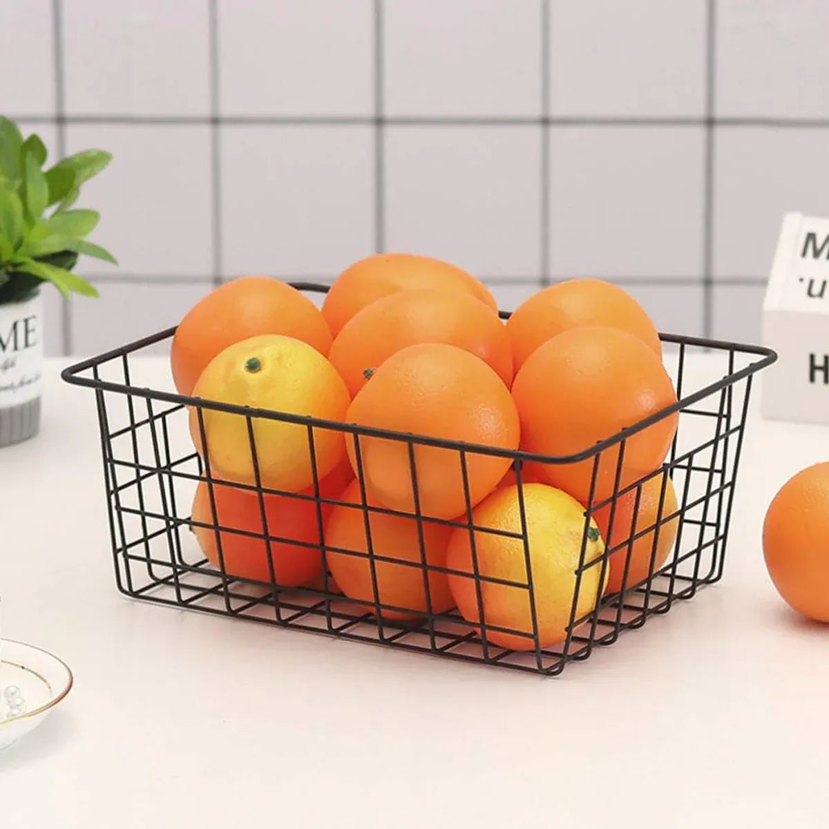 2pcs Wire Storage Basket Durable Metal Kitchen Cabinet Pantry Office Organiser V528-STORAGE-BASKET-2PCS-448265